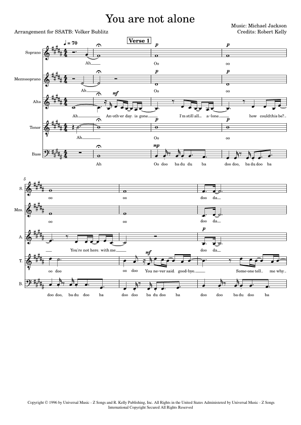 You Are Not Alone (arr. Volker Bublitz)