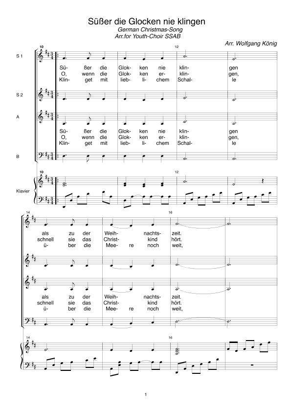 Süßer die Glocken nie klingen (arr. Wolfgang König)