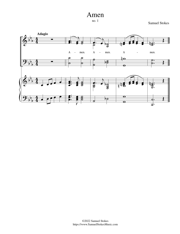 Five Amens - for choir and piano/organ