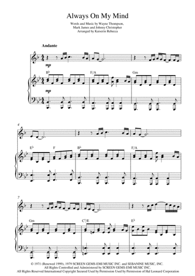 Always On My Mind (arr. Kaiserin Rebecca)