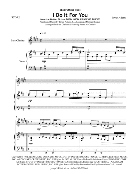 (Everything I Do) I Do It For You (arr. James M. Guthrie, ASCAP)