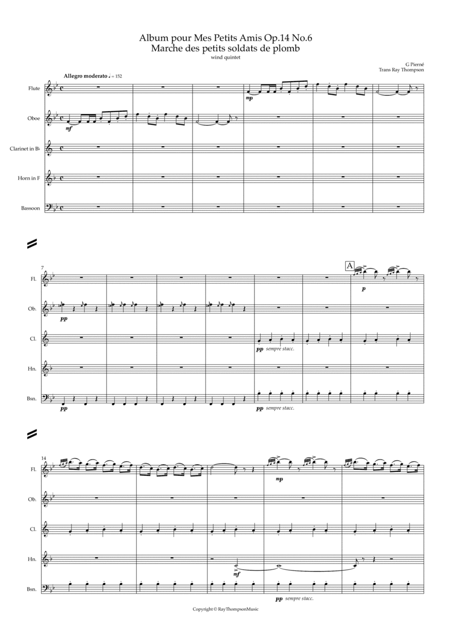 Pierné: Album pour mes Petits Amis Op.14 - 6. Marche des Petits Soldats de Plomb -  wind quintet (arr. Ray Thompson)
