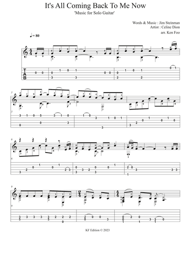 It's All Coming Back To Me Now (arr. Ken Foo)