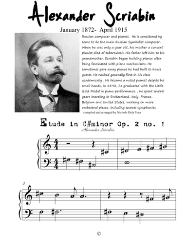 Alexander Scriabin for Begginer Pianist (arr. Nicholo Dela Pena)