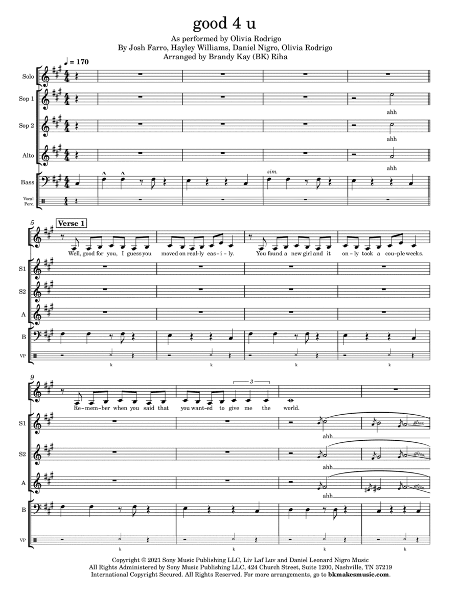 Good 4 U (arr. Brandy Kay Riha / BK Riha)