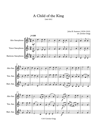 A Child of the King (sax trio) (arr. Jordan Grigg)