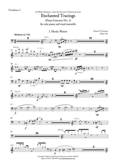Carson Cooman Enchanted Tracings (Piano Concerto No. 2) (2008) for solo piano and wind ensemble, tro