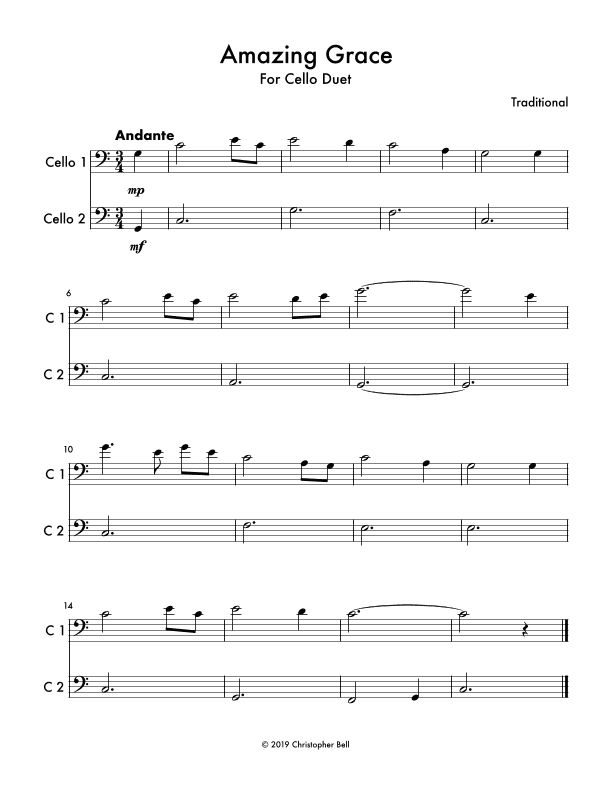 Amazing Grace - Cello Duet (arr. Silent Home Records)