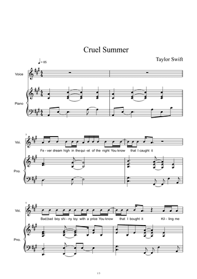 Cruel Summer (arr. Taylor Swift)