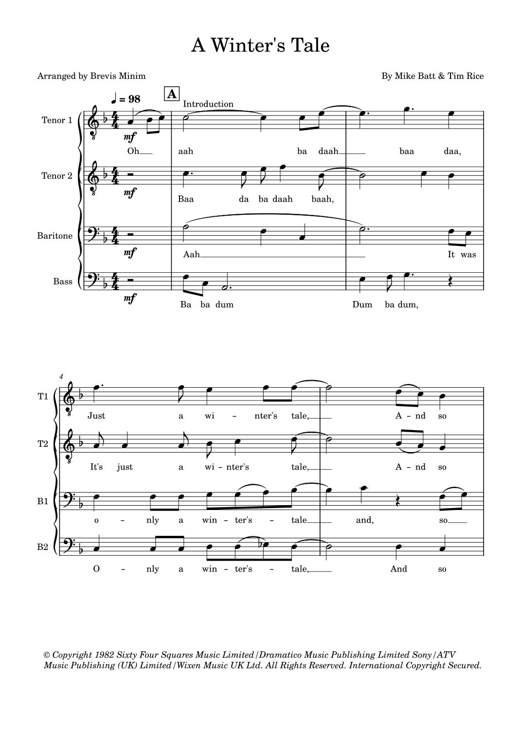 A Winter's Tale (arr. Brevis Minim)