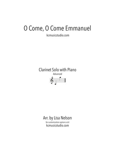 O Come, O Come Emmanuel Clarinet Solo with Piano Accompaniment (arr. Lisa Nelson)