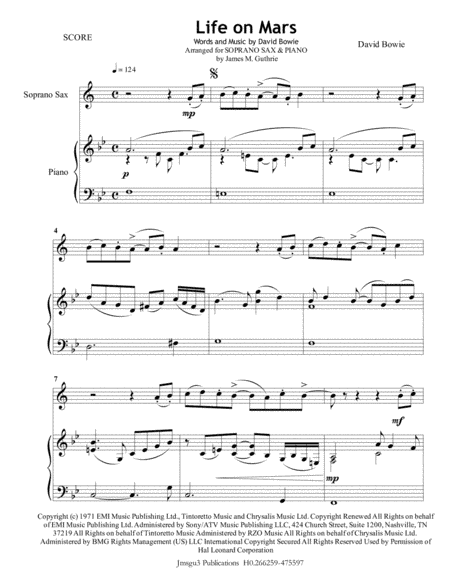 Life On Mars (arr. James M. Guthrie, ASCAP)