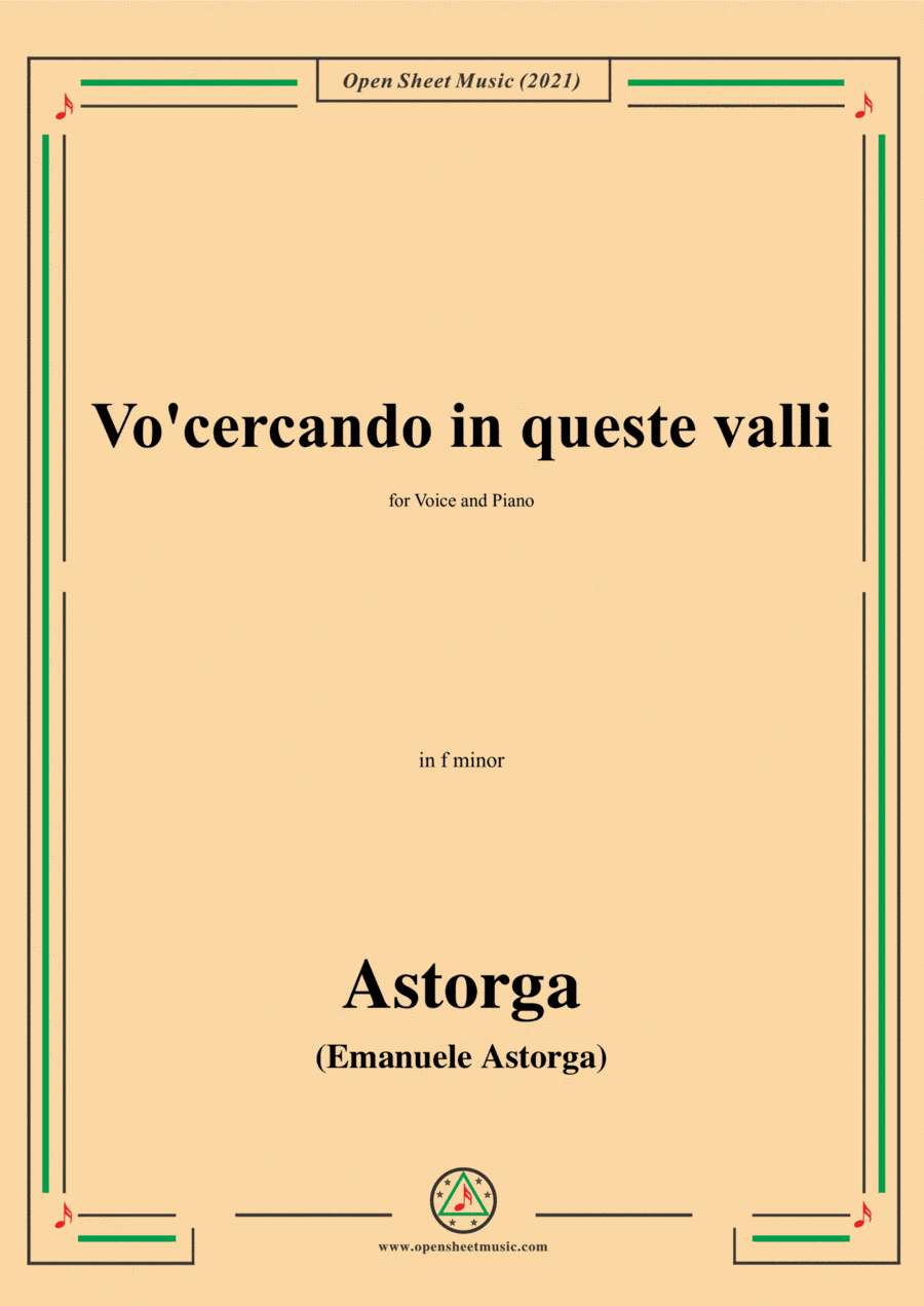 Astorga-Vocercando in queste valli,in f minor,for Voice and Piano (arr. Open Cloud)