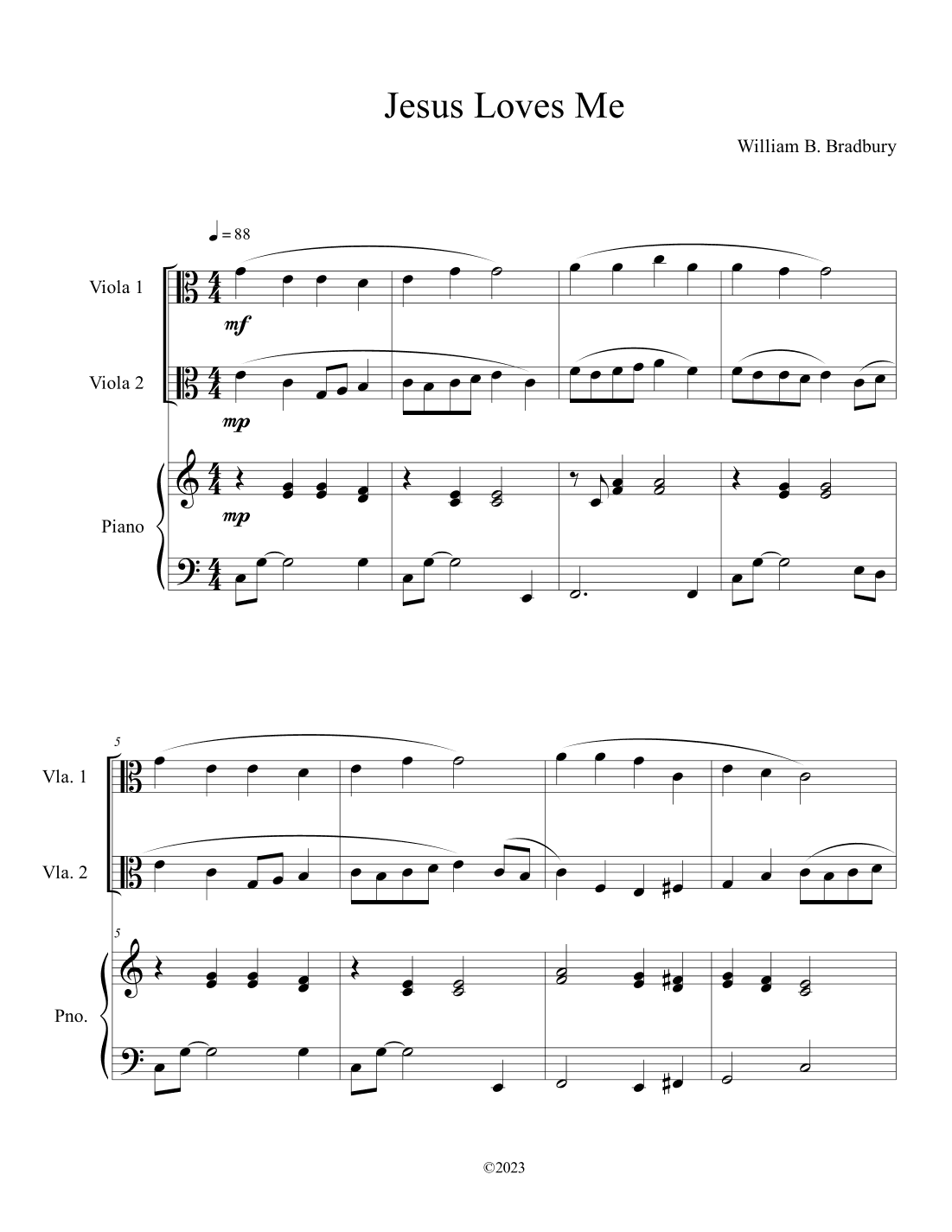 Jesus Loves Me (Viola Duet with Piano Accompaniment) (arr. B. C. Dockery)