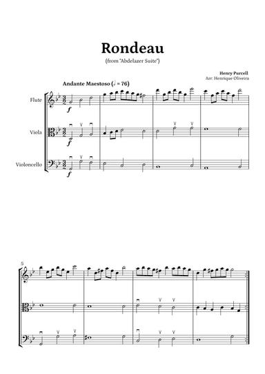 Rondeau from "Abdelazer Suite" by Henry Purcell - For Flute, Viola and Cello (arr. Henrique Oliveira)
