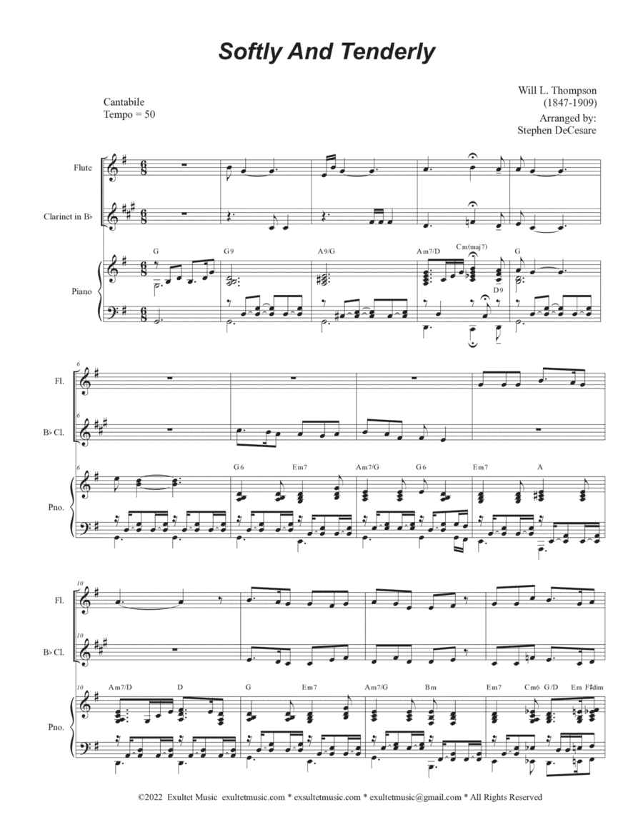 Softly And Tenderly (Duet for Flute and Bb-Clarinet) (arr. Stephen DeCesare)