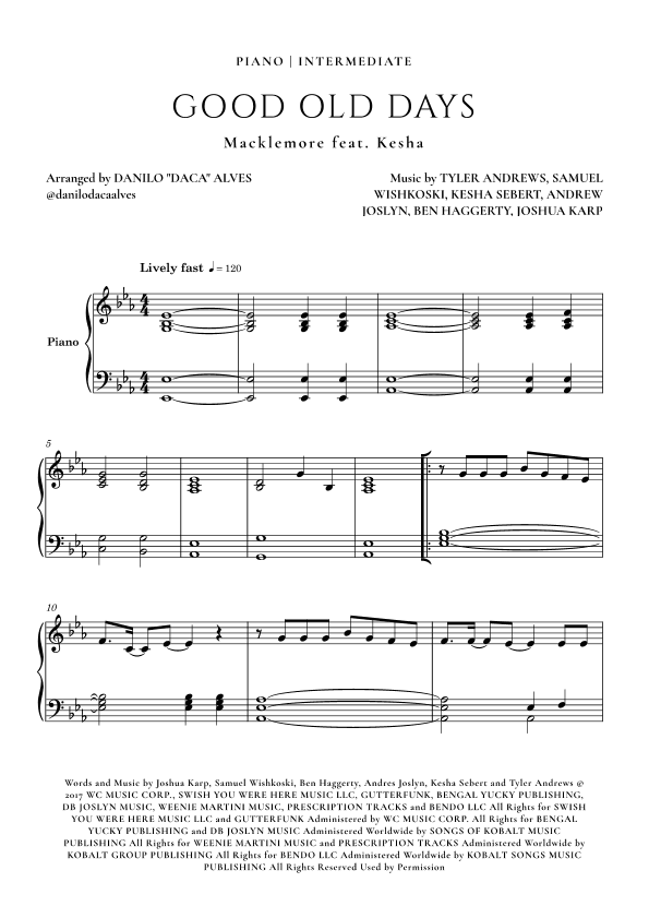 Good Old Days (arr. Danilo "Daca" Alves)
