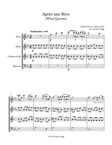 Après une Rêve (Wind Quartet) (arr. Jordan Grigg)