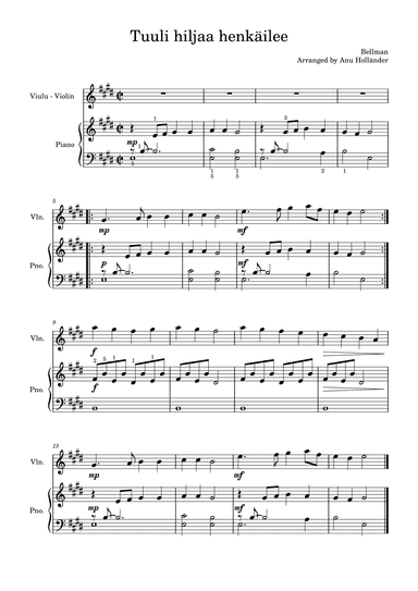 Soittosalkku: Tuuli hiljaa henkäilee (arr. Anu Holländer)