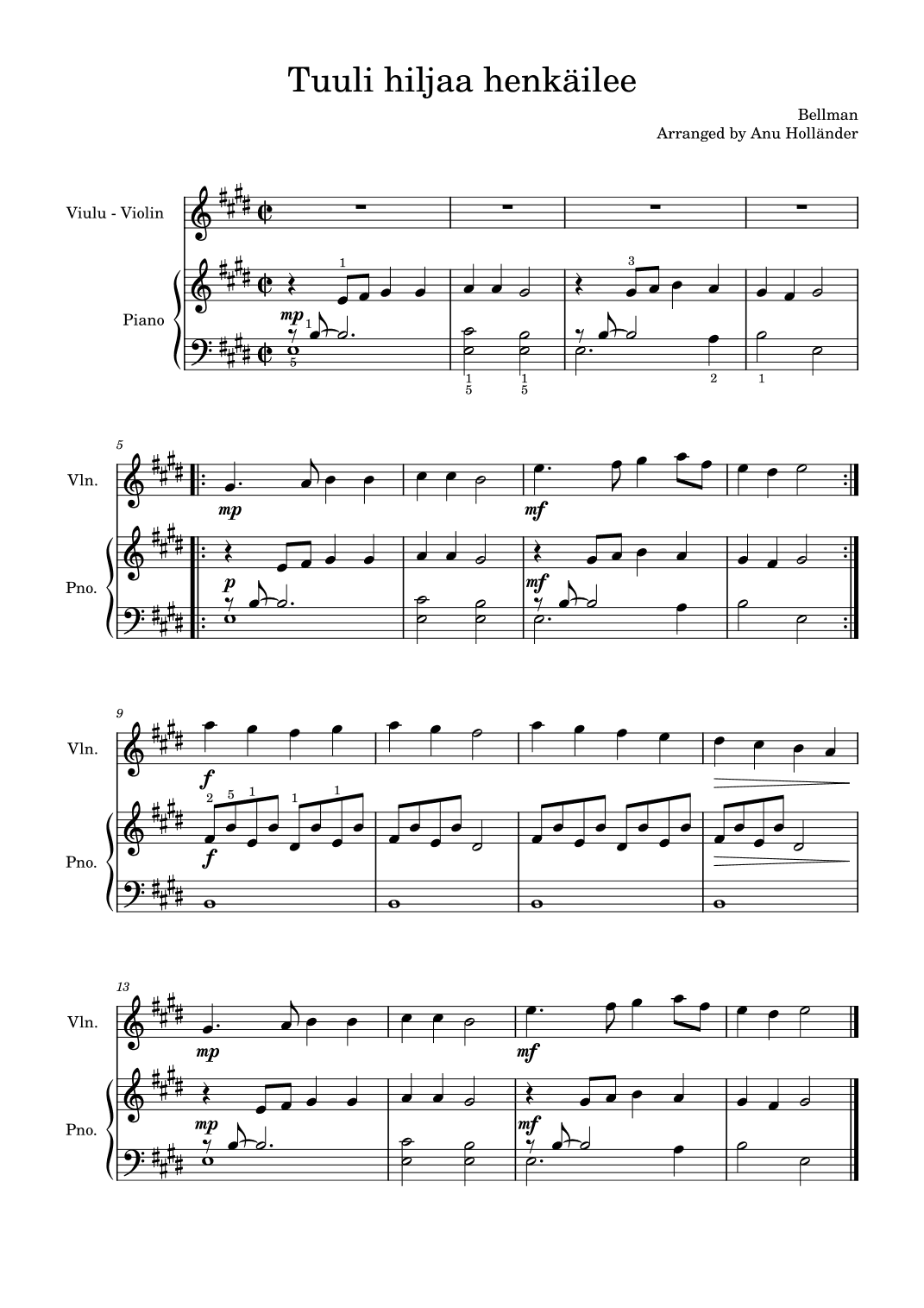 Soittosalkku: Tuuli hiljaa henkäilee (arr. Anu Holländer)
