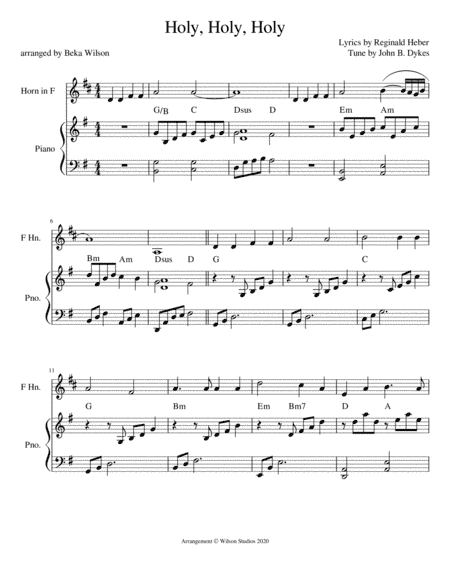 Holy, Holy, Holy--horn solo (arr. Beka Wilson)