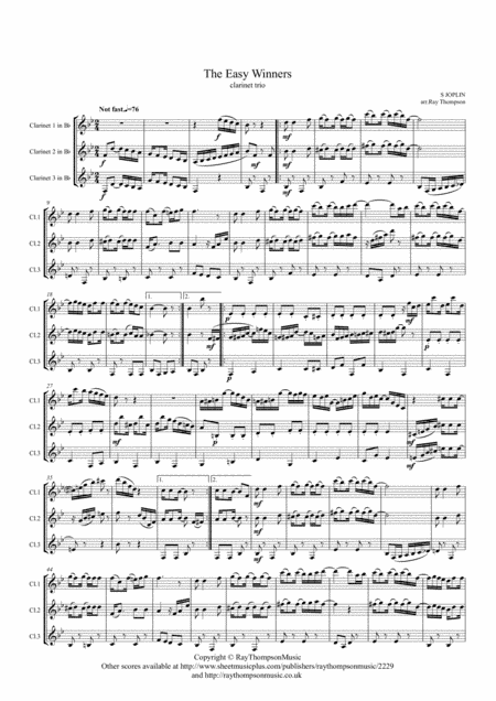 Scott Joplin: The Easy Winners (Rag) - clarinet trio (arr. Ray Thompson)
