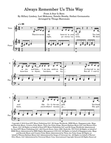 Always Remember Us This Way (arr. Thiago Marconato)