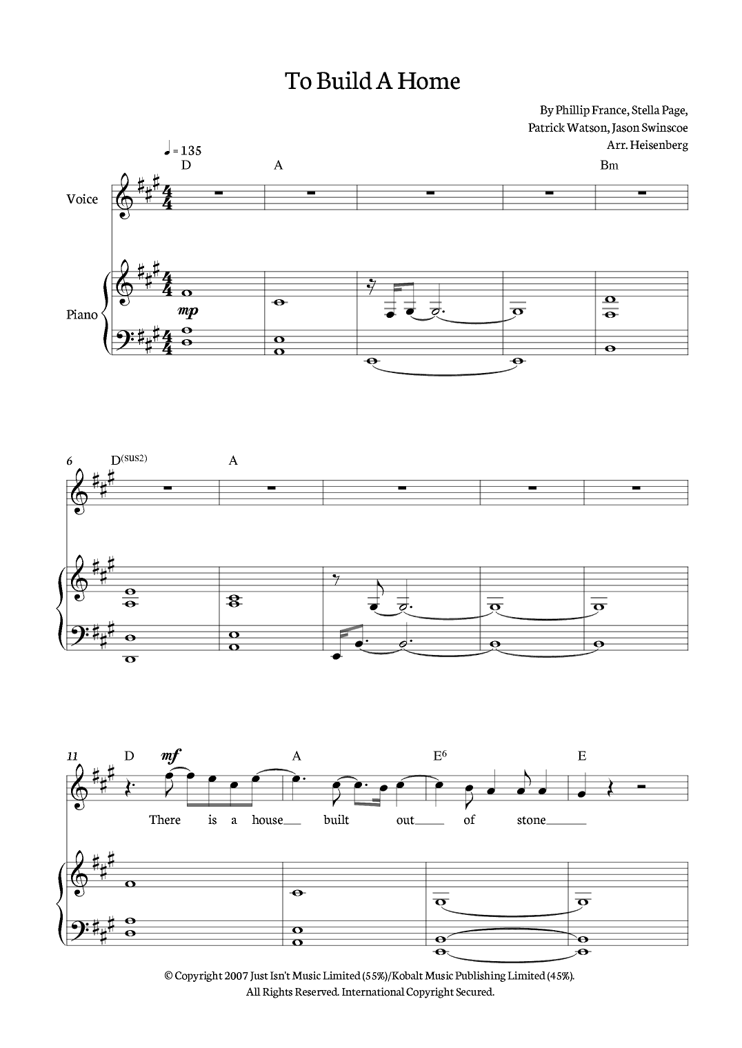 To Build A Home (arr. Heisenberg)