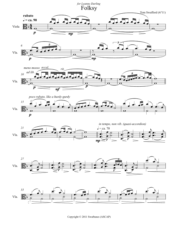 Folksy for solo viola