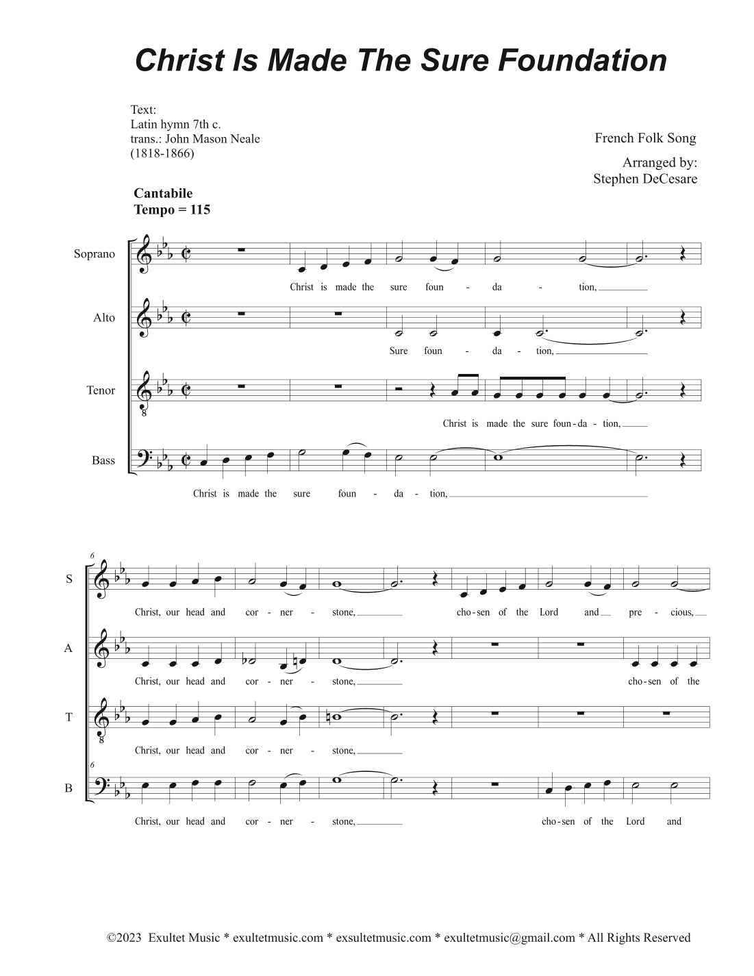 Christ Is Made The Sure Foundation (SATB) (arr. Stephen DeCesare)