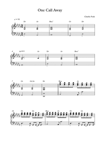 One Call Away (arr. Pineapplechord)