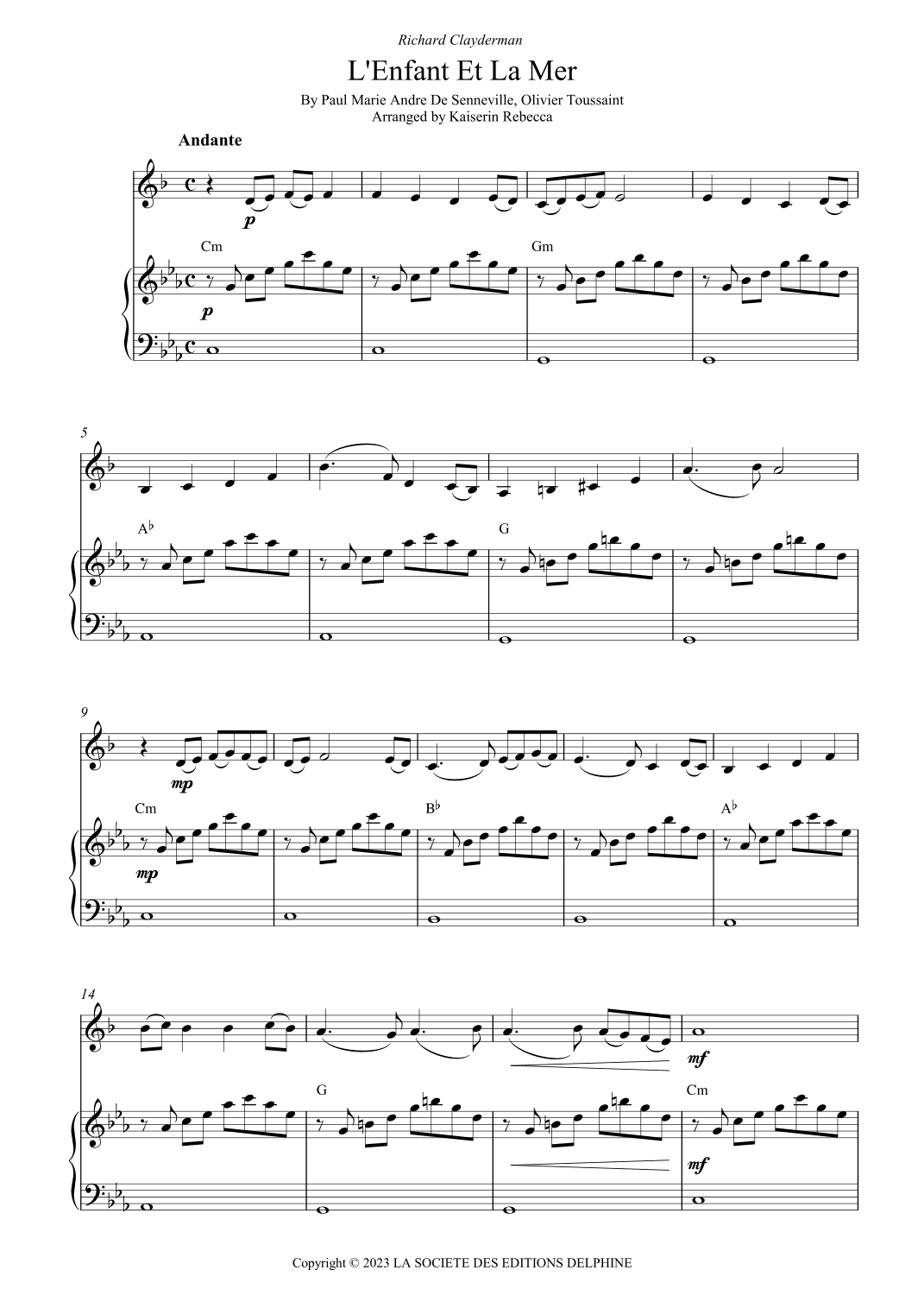 L'enfant Et La Mer (arr. Kaiserin Rebecca)