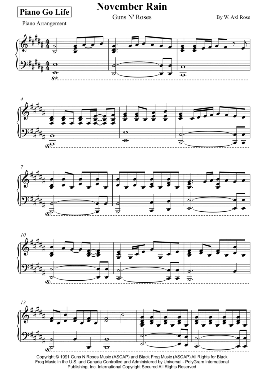 November Rain (arr. Piano Go Life)