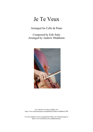 Je Te Veux arranged for Cello and Piano (arr. Andrew Middleton)