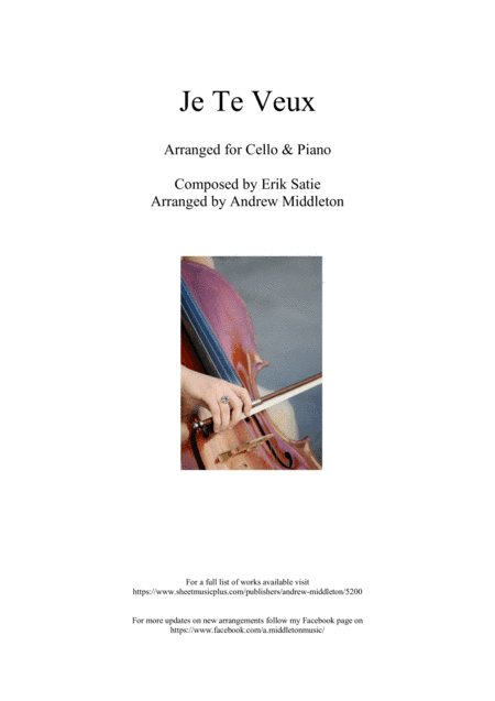Je Te Veux arranged for Cello and Piano (arr. Andrew Middleton)