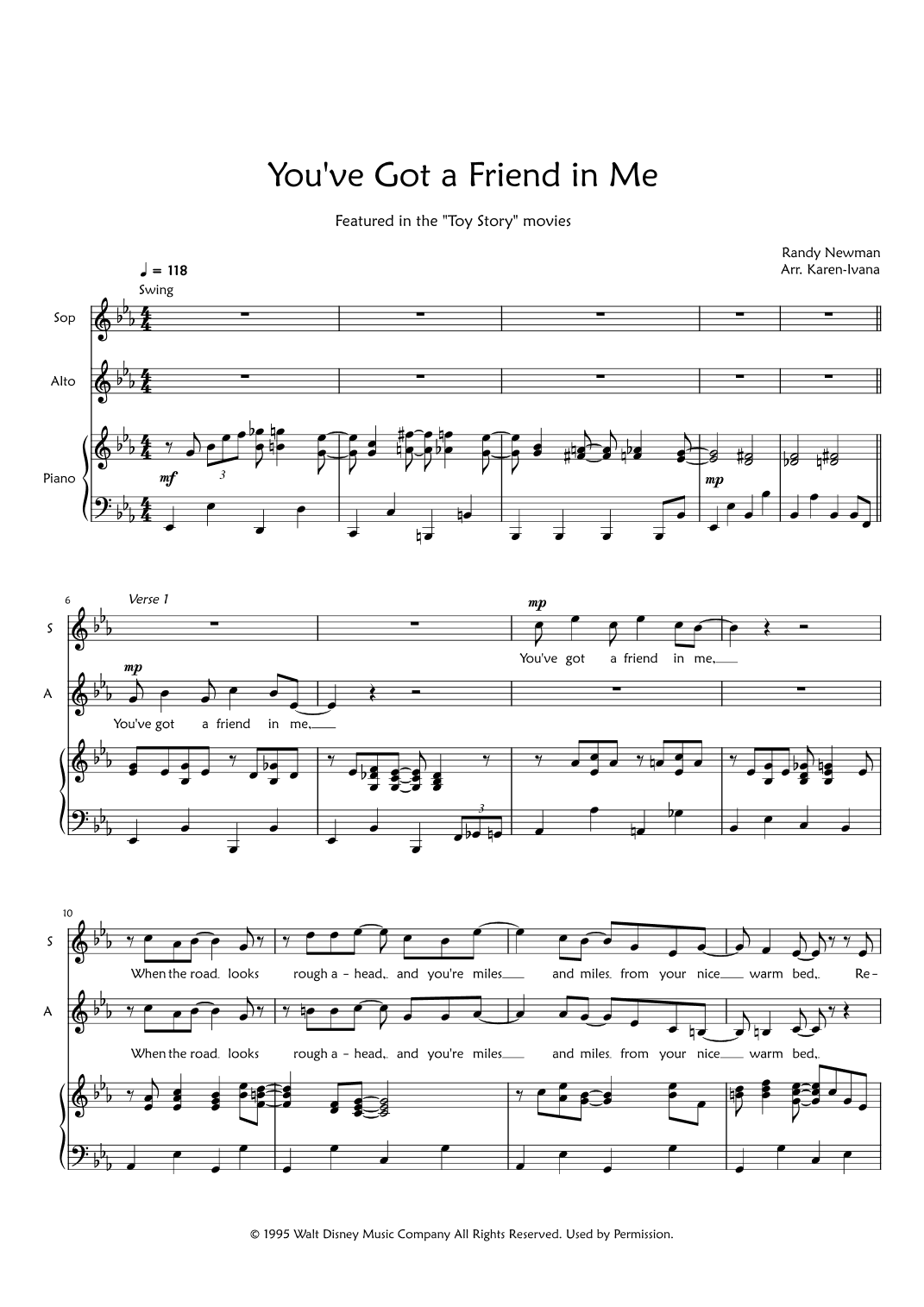 You've Got A Friend In Me (arr. Karen Ivana)