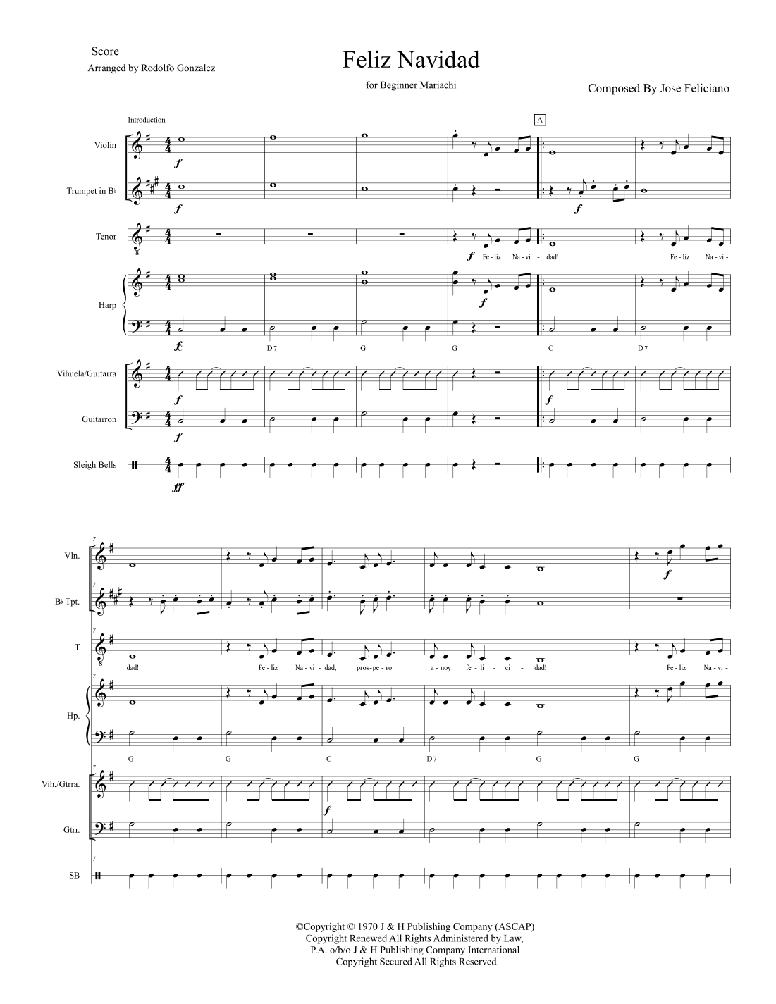 Feliz Navidad (arr. Rodolfo Gonzalez)