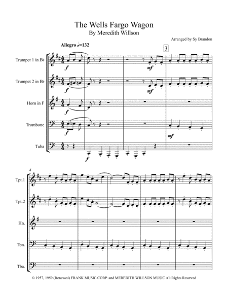 The Wells Fargo Wagon (arr. Sy Brandon)