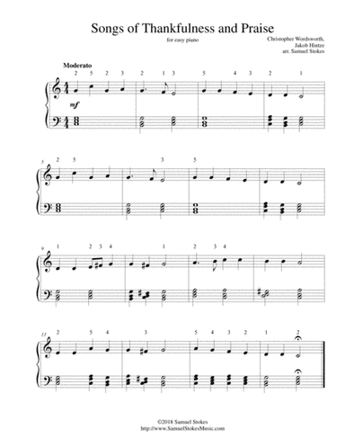 Songs of Thankfulness and Praise - for easy piano (arr. Samuel Stokes)