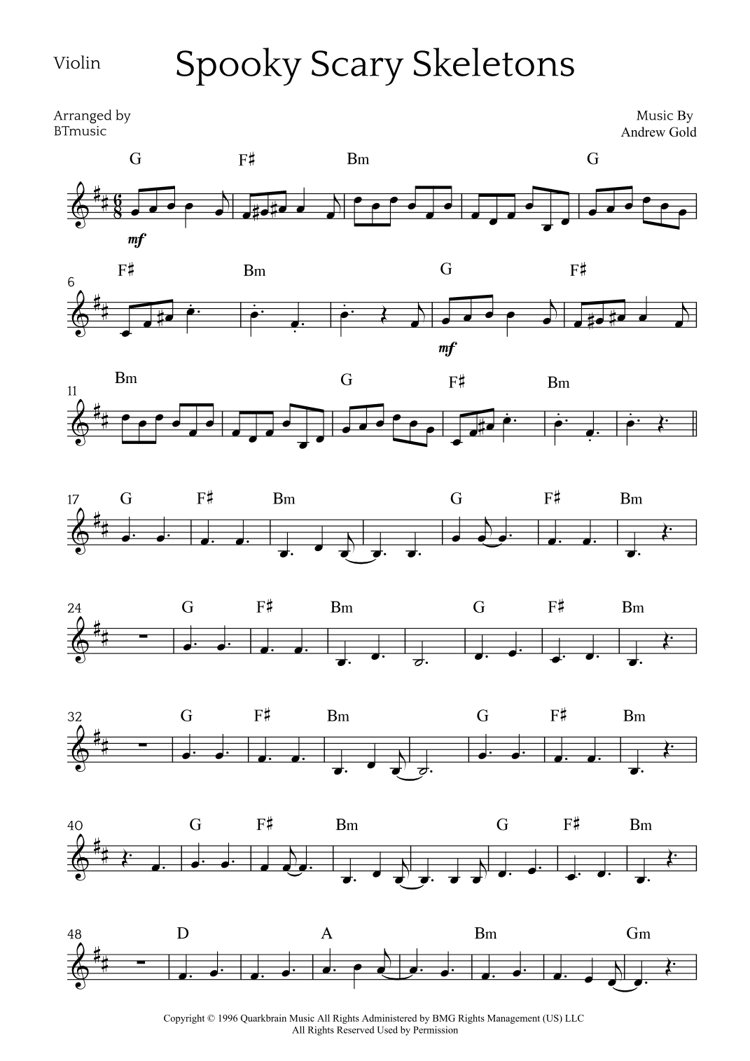 Spooky Scary Skeletons (arr. BTmusic)