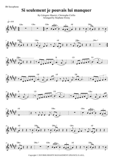 Si Seulement Je Pouvais Lui Manquer (arr. Stephane ELSINY)