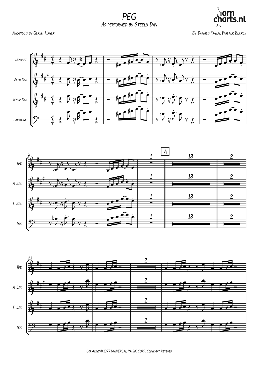 Peg (arr. Gerrit Hager)
