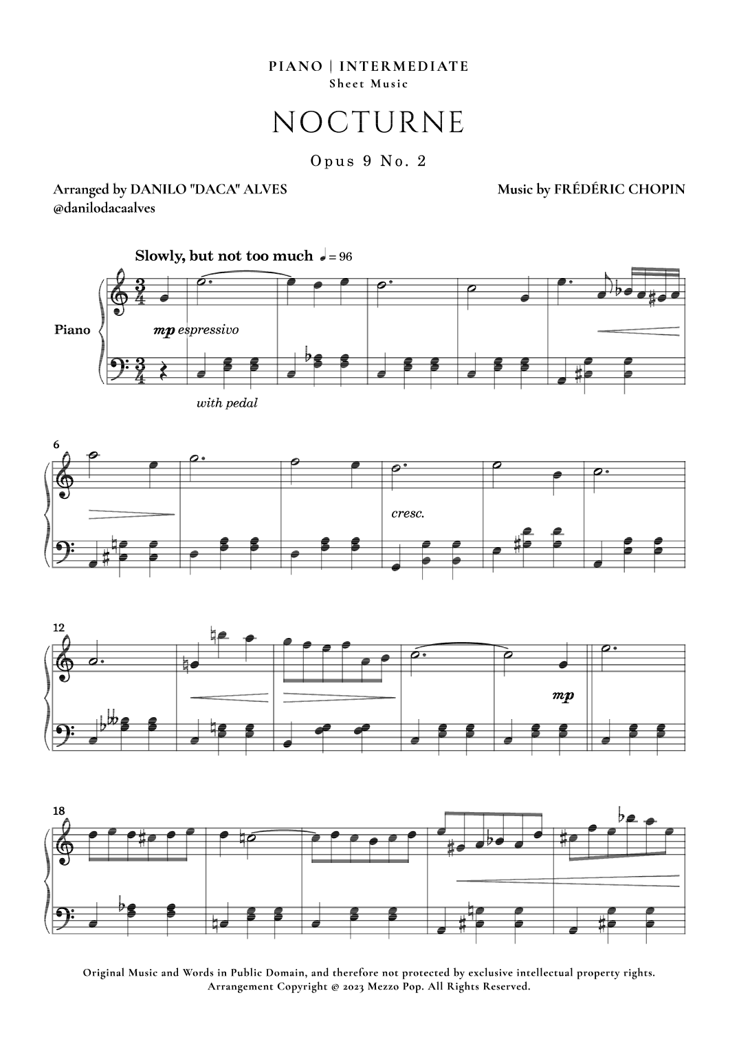 Nocturne Op. 9 No. 2 (arr. Danilo "Daca" Alves)