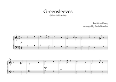 Greensleeves Easy Piano - A minor (arr. Cadu Barcelos)