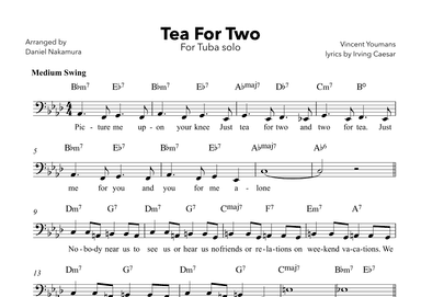 Tea For Two (For Tuba with Lyrics) (arr. Daniel Nakamura)