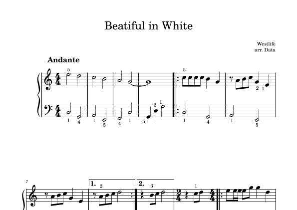 Beautiful In White (arr. Data)