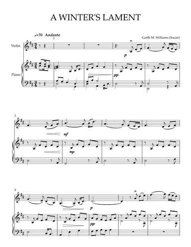 A WINTER'S LAMENT FOR VIOLIN AND PIANO