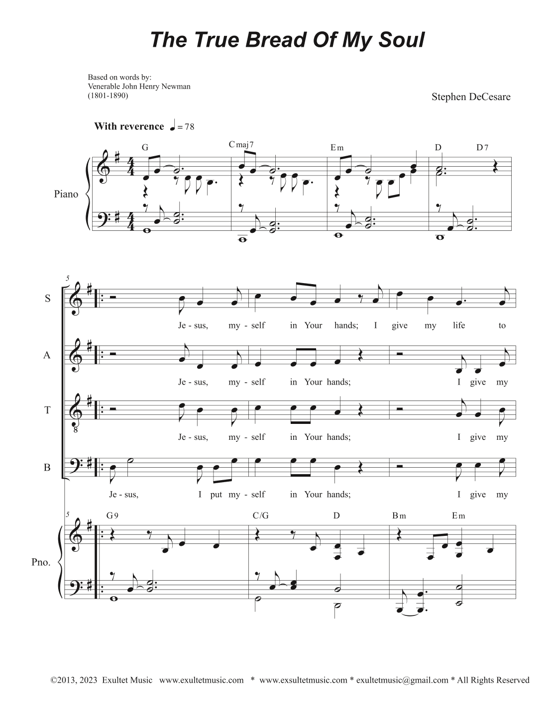 The True Bread Of My Soul (Vocal Quartet - (SATB)
