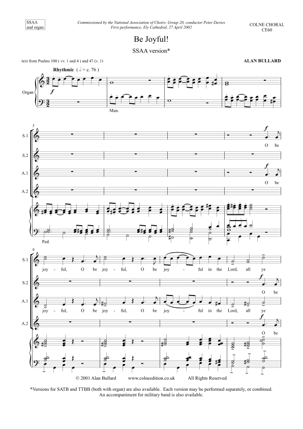 Be Joyful! (for SSAA and organ)