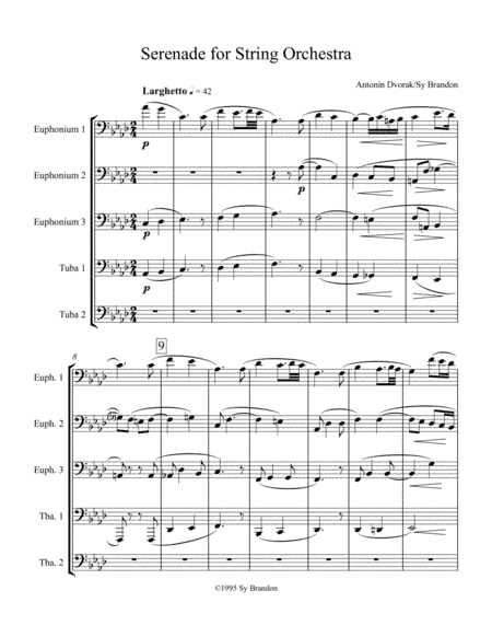 Serenade for String Orchestra Movement 4 for Three Euphoniums and Two Tubas (arr. Sy Brandon)